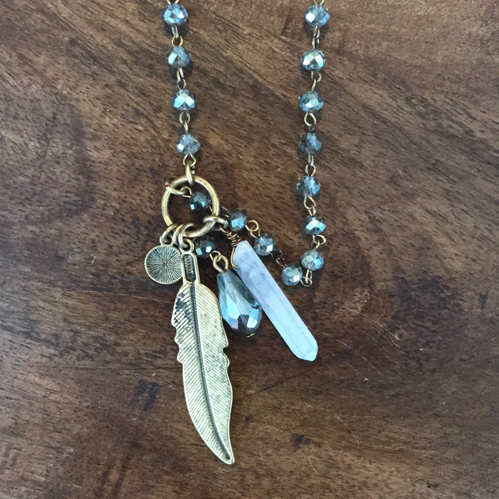 2/$8 Feather necklace and earring set